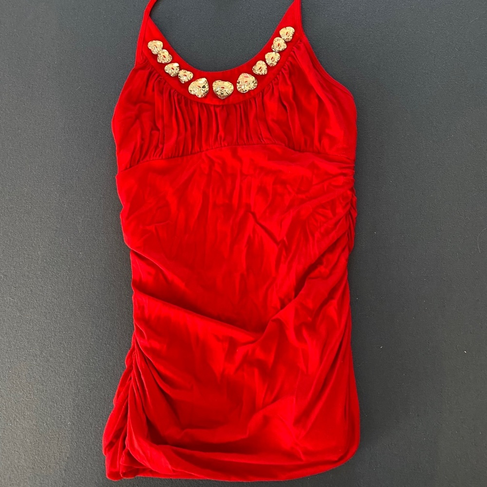 BEBE red heart halter top